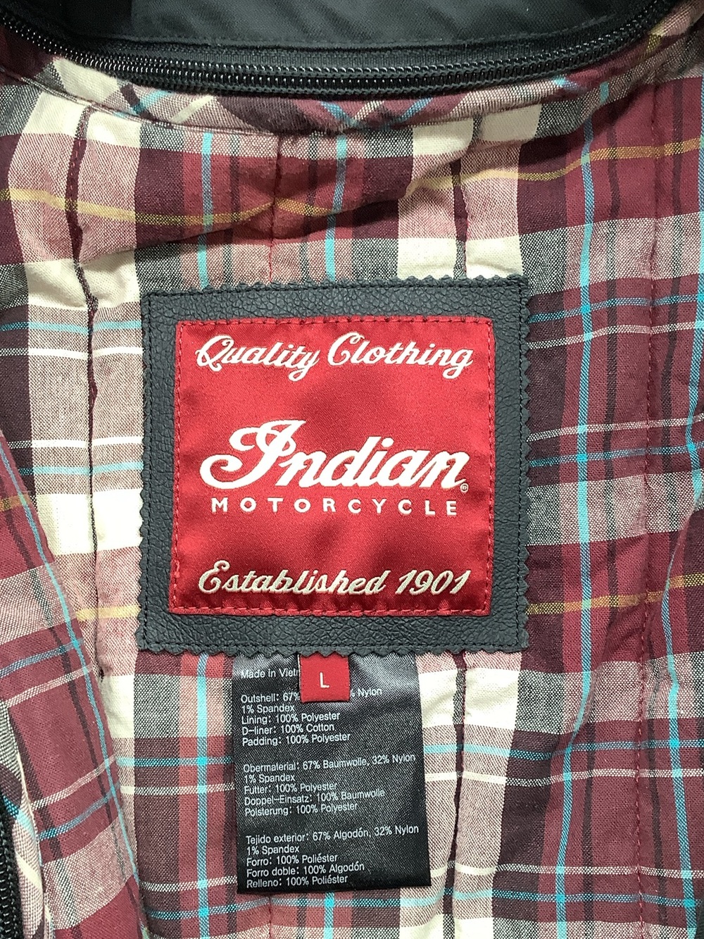 Indian Motorcycle Men’s Black Quilted Riding Jacket Size Large - Picture 3 of 5